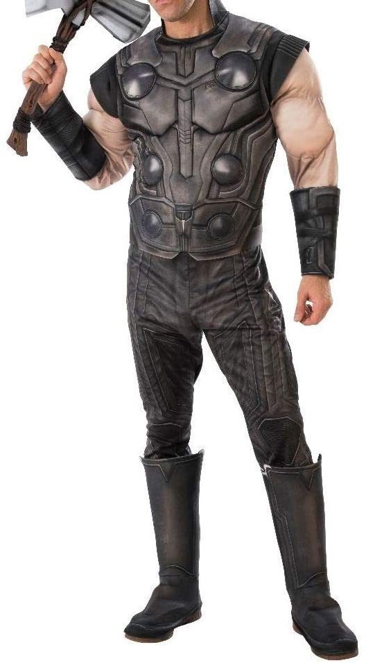 Disfraz De Thor Para Adulto – Mono Y Capa Roja Con Detalles Impresos, Licencia Oficial, Talla M, Ideal Para Halloween Y Cosplay